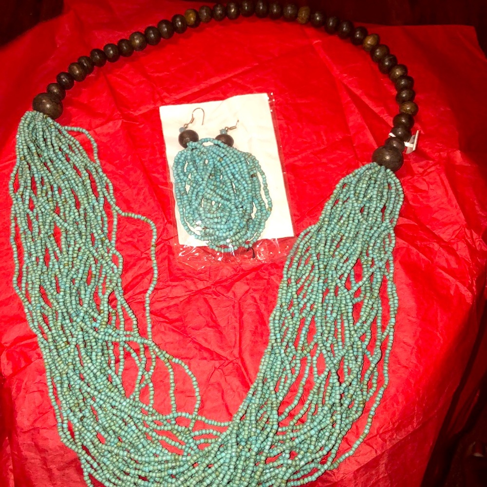 Beaded chain and earring set